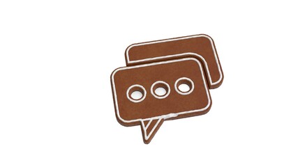 3d rendering of gingerbread symbol of two rounded chat bubbles isolated on white background