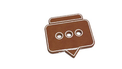 3d rendering of gingerbread symbol of two rounded chat bubbles isolated on white background