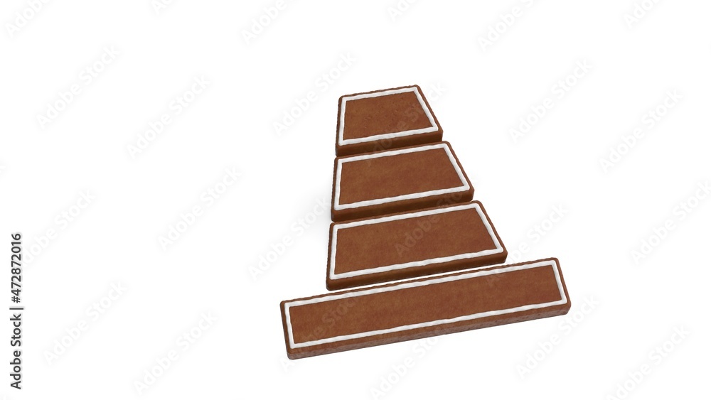 Poster 3d rendering of gingerbread symbol of cone isolated on white background