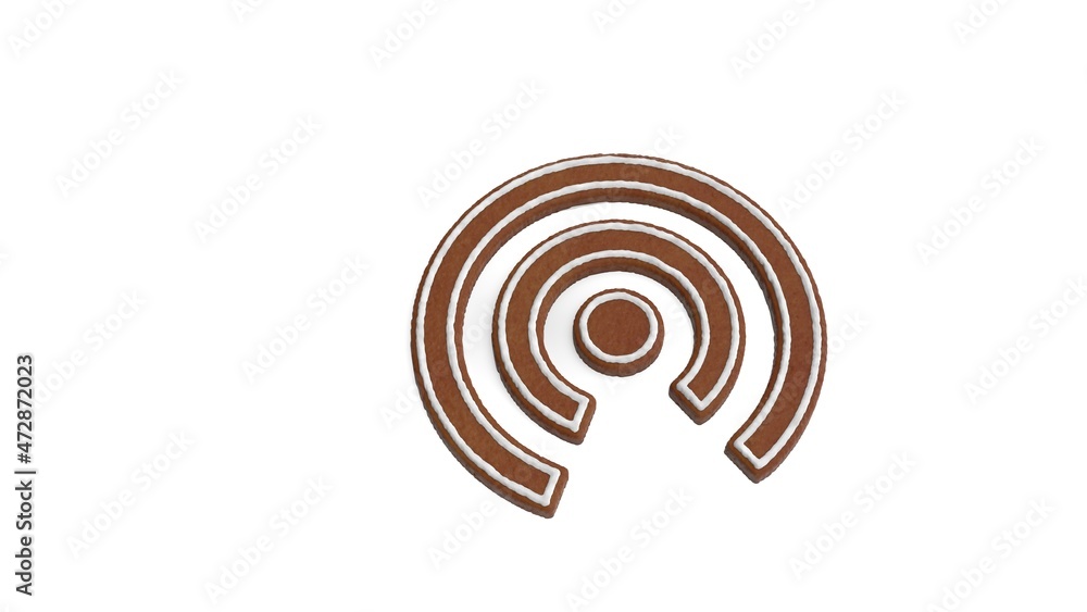 Poster 3d rendering of gingerbread symbol of connection isolated on white background