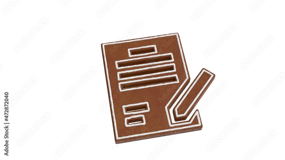 Poster 3d rendering of gingerbread symbol of contract isolated on white background