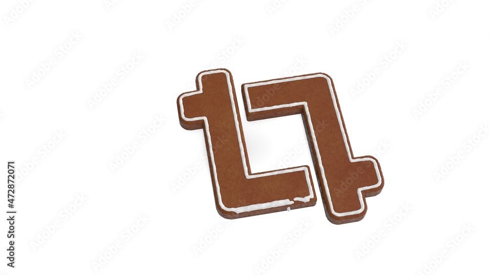 Poster 3d rendering of gingerbread symbol of crop alt isolated on white background