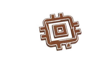 3d rendering of gingerbread symbol of computer isolated on white background