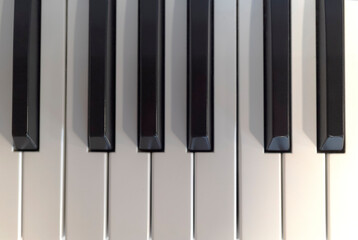 Black and white Piano keys very close-up pattern