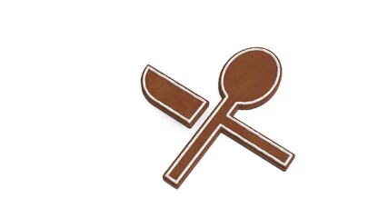 3d rendering of gingerbread symbol of cutlery isolated on white background