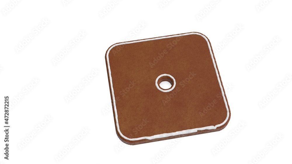 Poster 3d rendering of gingerbread symbol of dice one isolated on white background