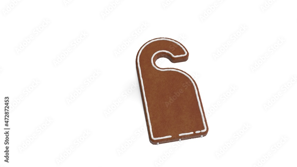Poster 3d rendering of gingerbread symbol of do not disturb isolated on white background