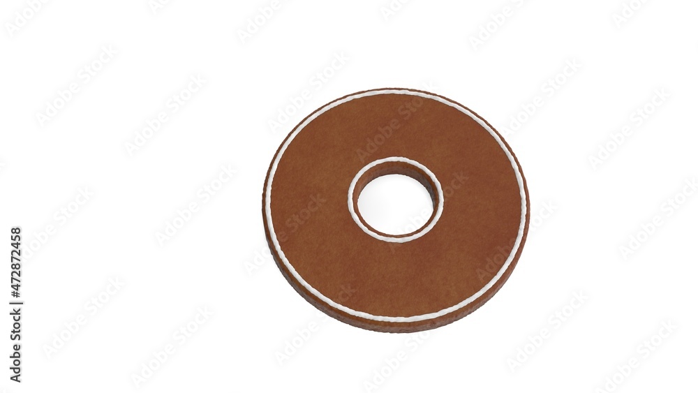 Poster 3d rendering of gingerbread symbol of dot circle isolated on white background