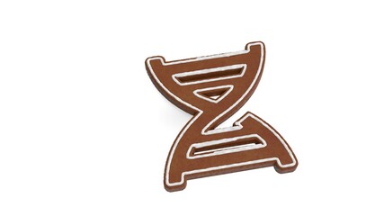 3d rendering of gingerbread symbol of DNA isolated on white background