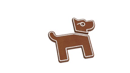 3d rendering of gingerbread symbol of dog isolated on white background