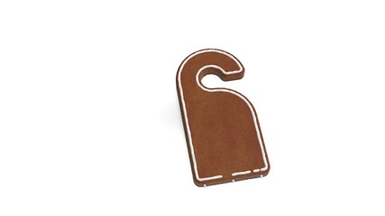 3d rendering of gingerbread symbol of do not disturb isolated on white background