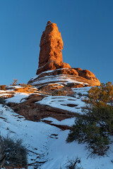 USA, Utah. Spires in the snow, Garden of Eden, Arches National Park.