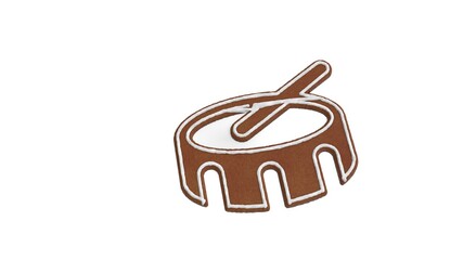 3d rendering of gingerbread symbol of drum isolated on white background