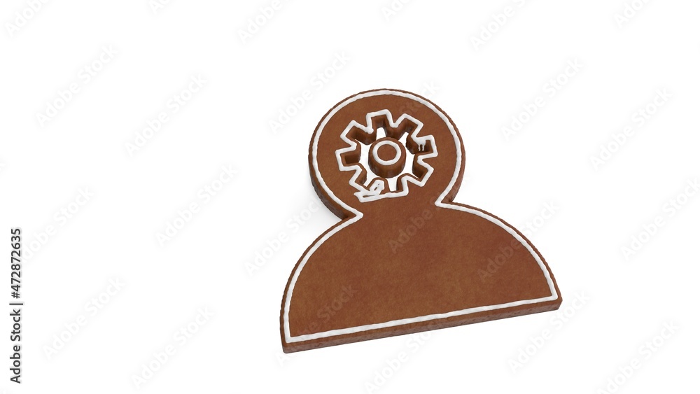 Poster 3d rendering of gingerbread symbol of employee isolated on white background
