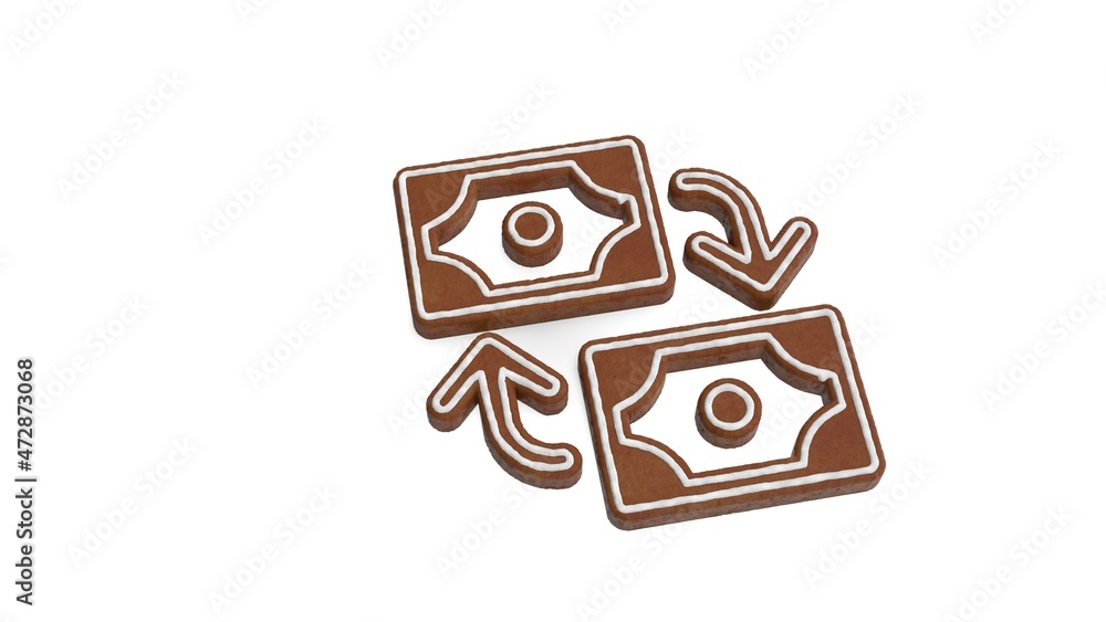 Poster 3d rendering of gingerbread symbol of exchange isolated on white background