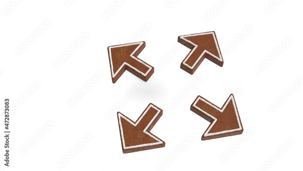 Poster 3d rendering of gingerbread symbol of expand isolated on white background