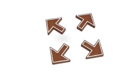 3d rendering of gingerbread symbol of expand isolated on white background