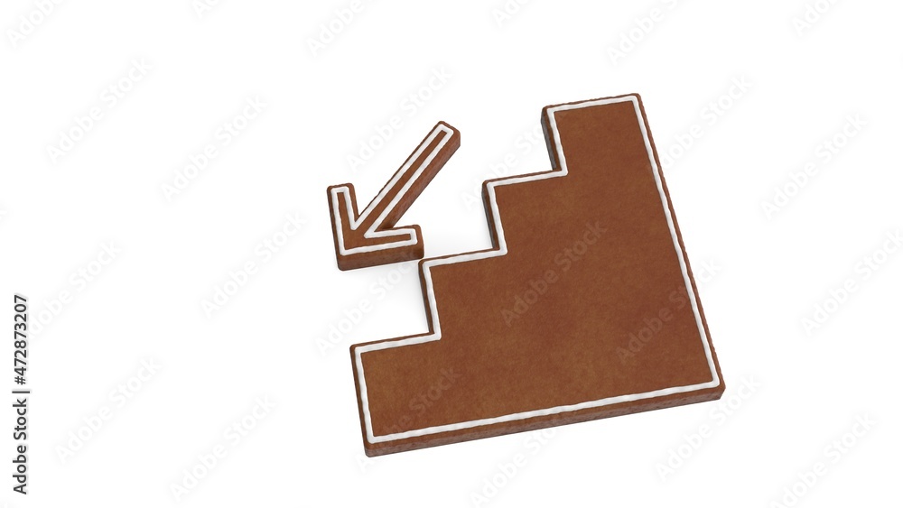 Poster 3d rendering of gingerbread symbol of fallen isolated on white background