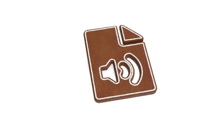 3d rendering of gingerbread symbol of file audio isolated on white background