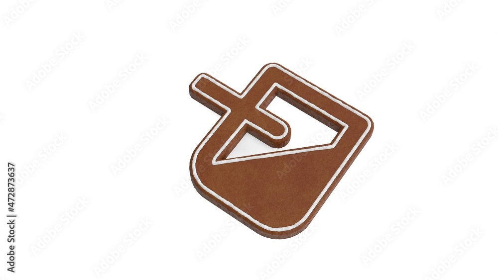 Poster 3d rendering of gingerbread symbol of fill isolated on white background
