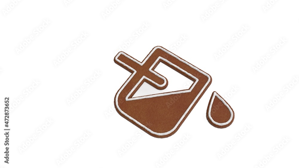 Poster 3d rendering of gingerbread symbol of fill drip isolated on white background