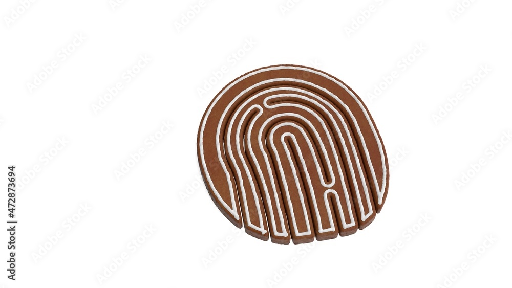 Poster 3d rendering of gingerbread symbol of fingerprint09 isolated on white background