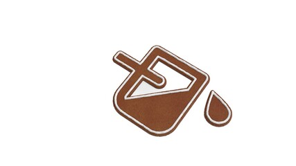 3d rendering of gingerbread symbol of fill drip isolated on white background