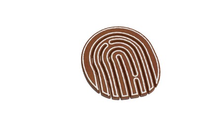 3d rendering of gingerbread symbol of fingerprint09 isolated on white background