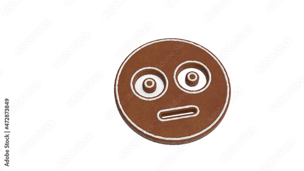 Poster 3d rendering of gingerbread symbol of flushed isolated on white background