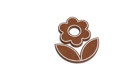 3d rendering of gingerbread symbol of flower isolated on white background