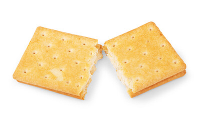 A stack of salt cracker on a white background