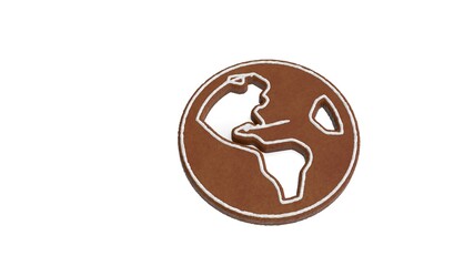 3d rendering of gingerbread symbol of globe Americas isolated on white background