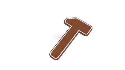 3d rendering of gingerbread symbol of hammer isolated on white background