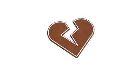 3d rendering of gingerbread symbol of heart broken isolated on white background