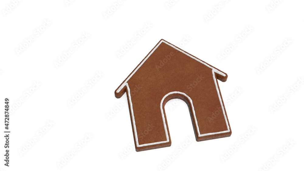 Poster 3d rendering of gingerbread symbol of home isolated on white background