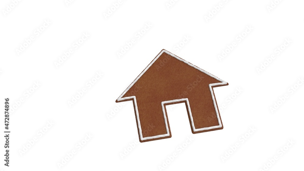 Poster 3d rendering of gingerbread symbol of home button isolated on white background