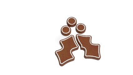 3d rendering of gingerbread symbol of holly berry isolated on white background
