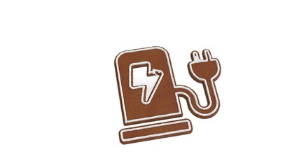 3d rendering of gingerbread symbol of charging station isolated on white background
