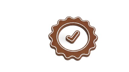 3d rendering of gingerbread symbol of check isolated on white background