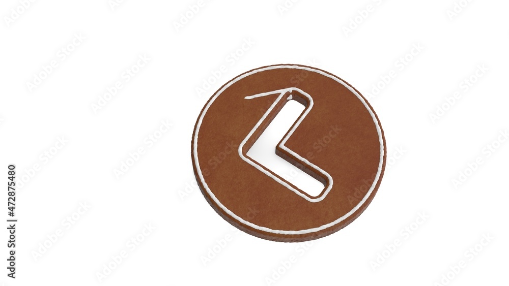Poster 3d rendering of gingerbread symbol of chevron circle left isolated on white background