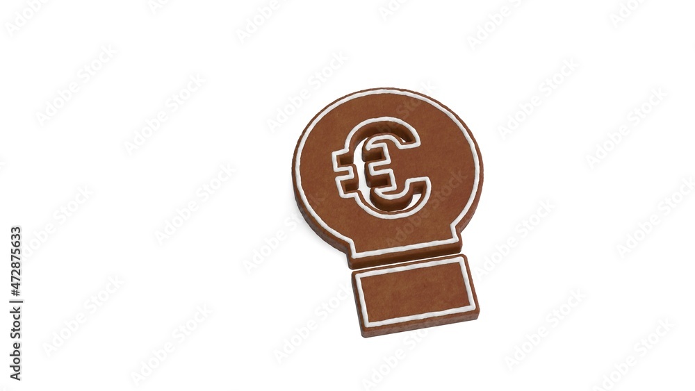Poster 3d rendering of gingerbread symbol of idea isolated on white background
