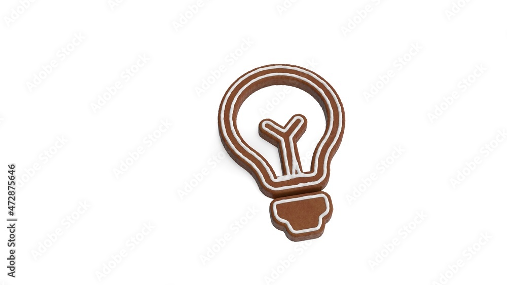 Poster 3d rendering of gingerbread symbol of idea isolated on white background
