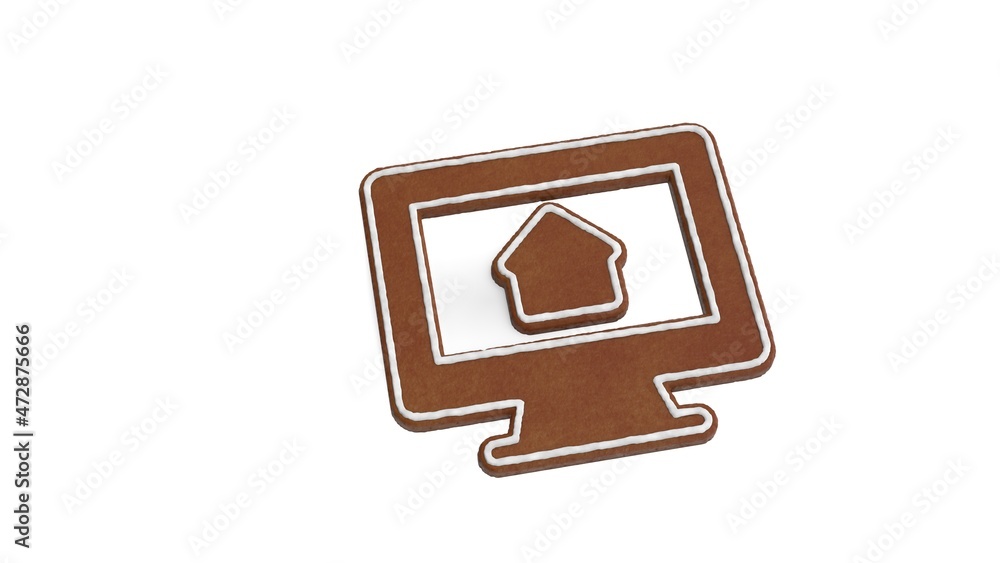 Poster 3d rendering of gingerbread symbol of imac isolated on white background