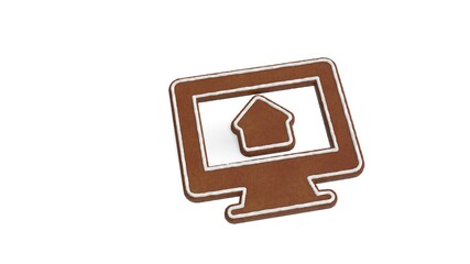 3d rendering of gingerbread symbol of iMac isolated on white background