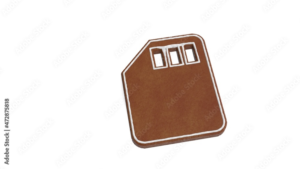Poster 3d rendering of gingerbread symbol of interface isolated on white background