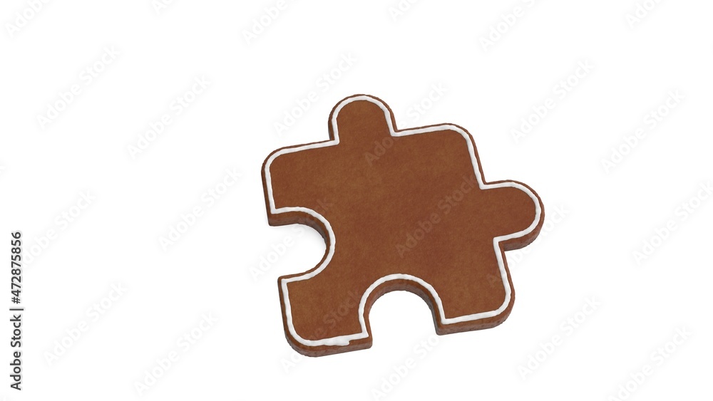 Poster 3d rendering of gingerbread symbol of interface isolated on white background