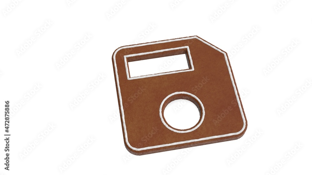 Poster 3d rendering of gingerbread symbol of interface isolated on white background