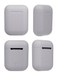 Set of Grey headphones airpods isolated on a white background.