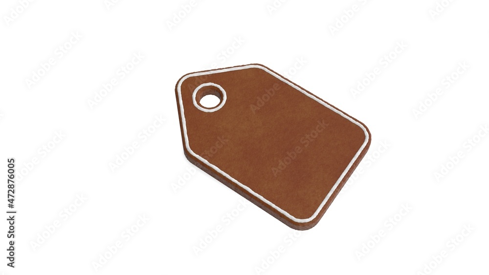 Poster 3d rendering of gingerbread symbol of label isolated on white background
