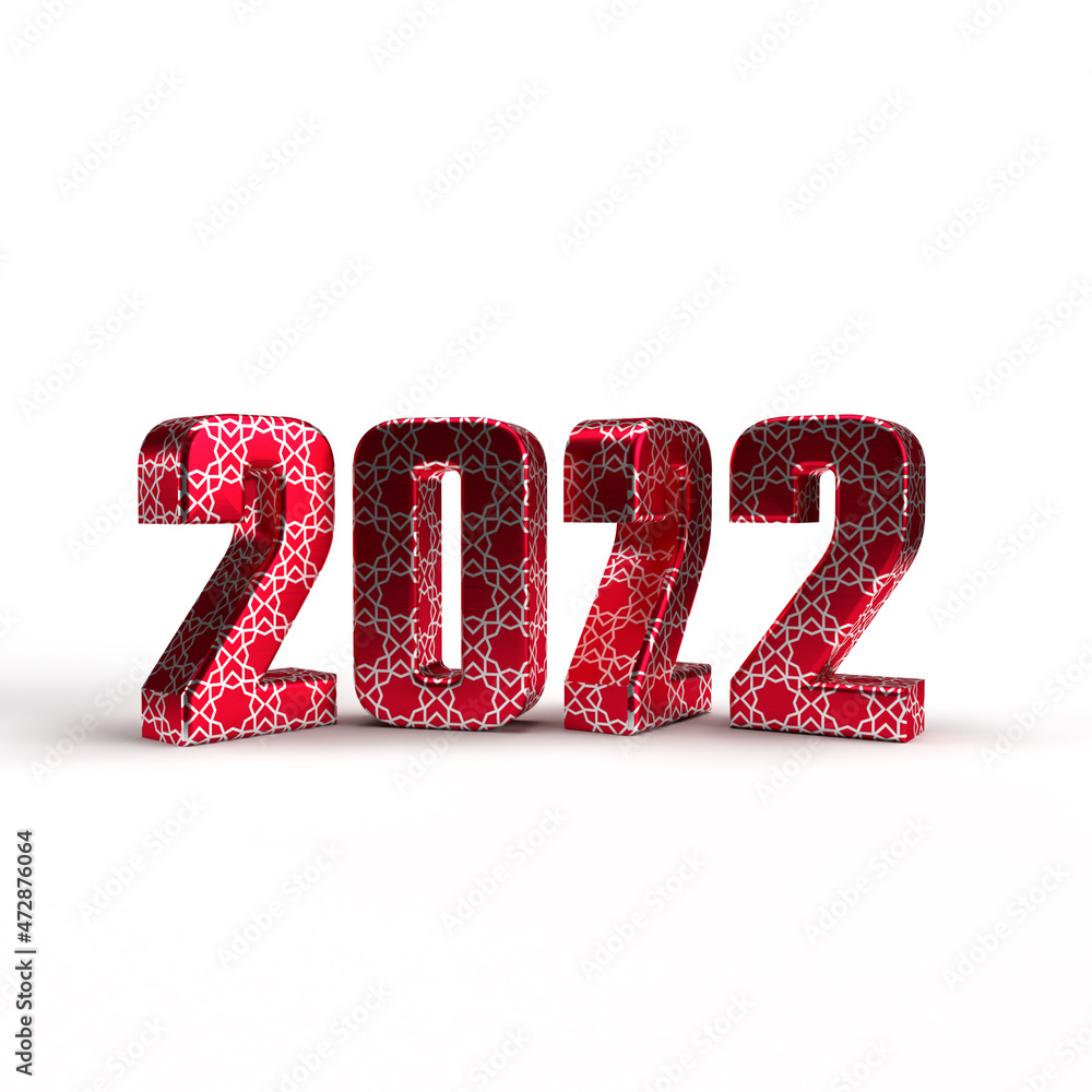 Poster golden 2022 on white background - 3d rendering